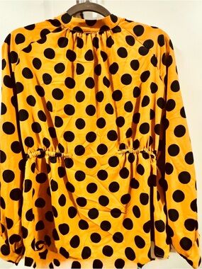 Zara Yellow Blouse w/Polka Dots
